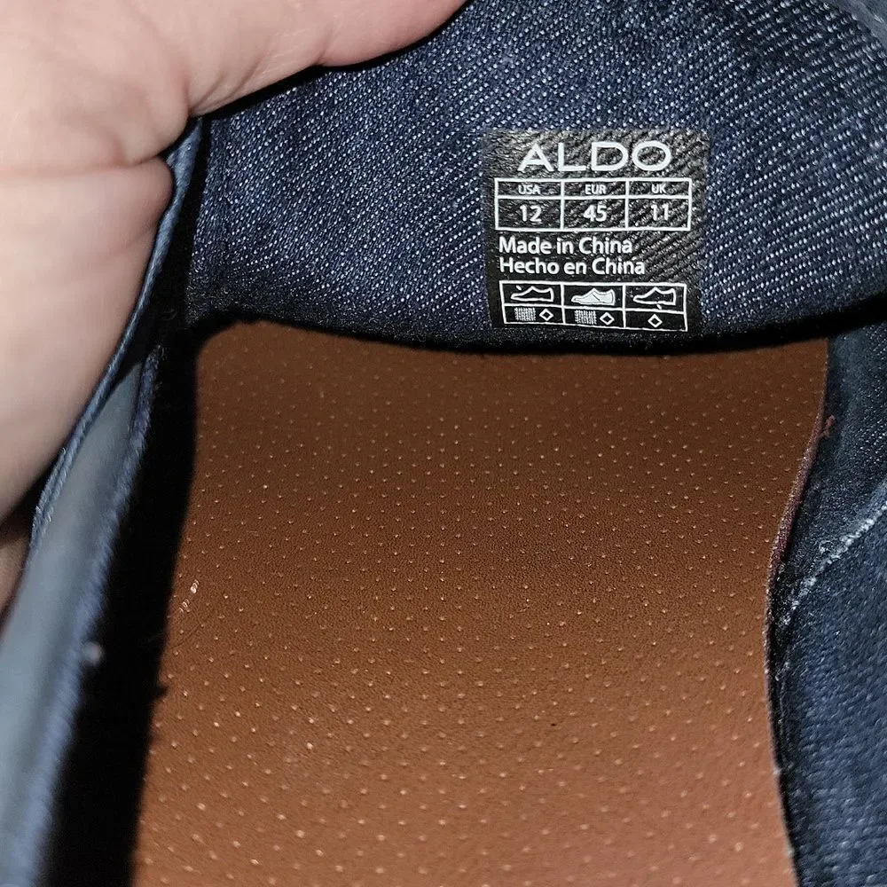 ALDO Men's Gray Denim Look & Navy Casual Slip On Comfort Loafers Size 12